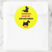 Custom Fire Safety Schotse Terrier Ronde Sticker (Tas)