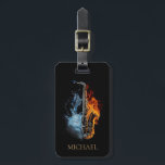Custom Fire & Water Luxury Musician Saxophone      Bagagelabel<br><div class="desc">Travel in style with this elegant saxophone luggage tag featuring a striking fire and water inspired design. Perfect for musicians, saxophone players, and music lovers who want their travel accessories to stand out. The sophisticated artwork creates a unique and artistic look while the personalized name option makes it easy to...</div>