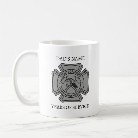 Custom Firefighter Name Years of Service Gift Koffiemok (Links)