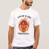 Custom Firefighter Phoenix Flame Skull Rebirth T-shirt (Voorkant)