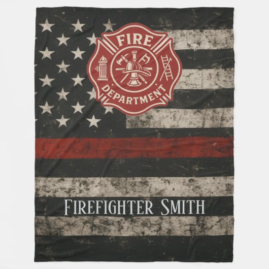 Custom Firefighter Thin Red Line Blanket Fleece Deken (Voorkant)