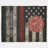 Custom Firefighter Thin Red Line Blanket Fleece Deken (Voorkant (Horizontaal))