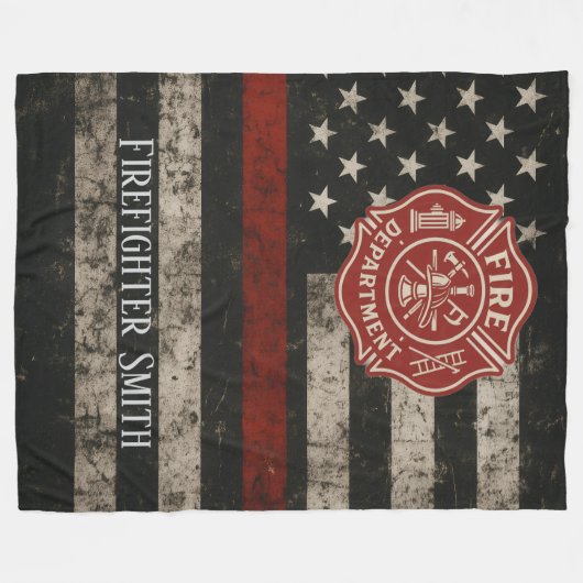 Custom Firefighter Thin Red Line Blanket Fleece Deken (Voorkant (Horizontaal))