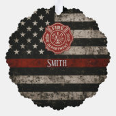 Custom Firefighter Thin Red Line Christmas  Ornament Kaart (Achterkant)