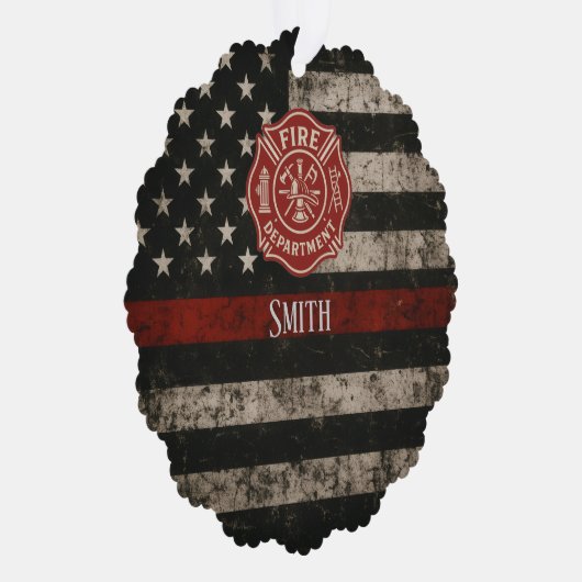 Custom Firefighter Thin Red Line Christmas  Ornament Kaart (Rechts)