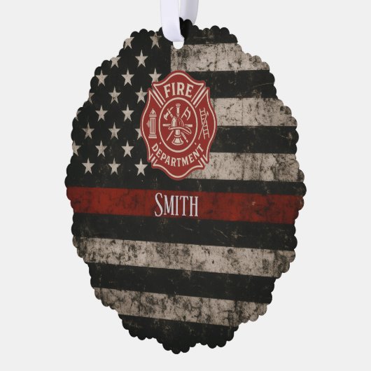 Custom Firefighter Thin Red Line Christmas  Ornament Kaart (Links)