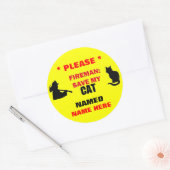 Custom Fireman Save My Cat Ronde Sticker (Envelop)