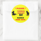 Custom Fireman Save My Cat Ronde Sticker (Tas)