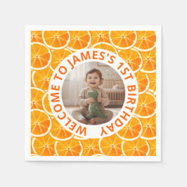 Custom First Birthday Paper Napkins with Photo Servet