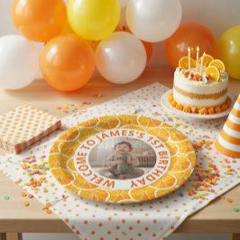 Custom First Birthday Paper Plates with Photo Papieren Bordje