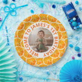 Custom First Birthday Paper Plates with Photo Papieren Bordje (Feest)