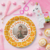 Custom First Birthday Paper Plates with Photo Papieren Bordje (Feest)