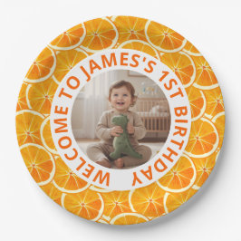 Custom First Birthday Paper Plates with Photo Papieren Bordje