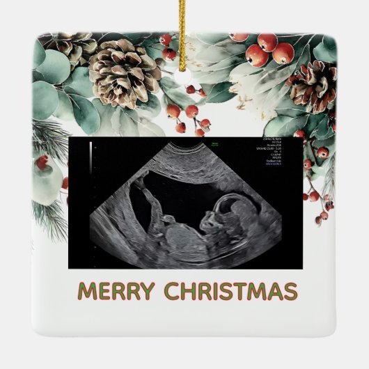 Custom First Christmas Expecting Photo Ornament (Achterkant)