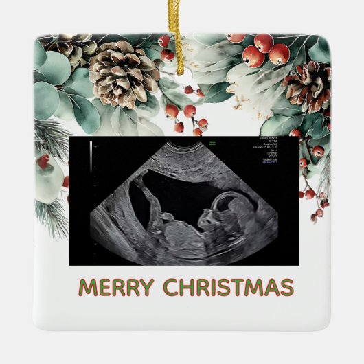 Custom First Christmas Expecting Photo Ornament (Voorkant)