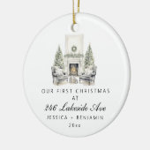 Custom First Christmas in ons nieuwe gezin Keramisch Ornament (Links)