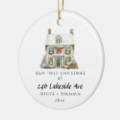 Custom First Christmas in ons nieuwe gezin Keramisch Ornament (Links)