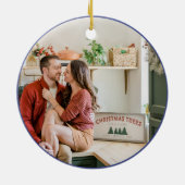 Custom First Christmas Married NewlyWed Keramisch Ornament (Achterkant)