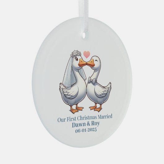 Custom first Christmas Married, personalized gift, Glas Ornament (Voorkant Rechts)