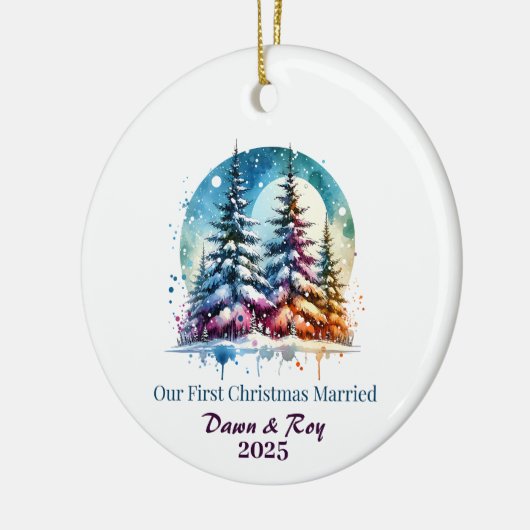Custom first Christmas married, personalized gift, Keramisch Ornament (Links)