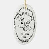 Custom First Christmas Married Spooky Ghost Doodle Keramisch Ornament (Rechts)
