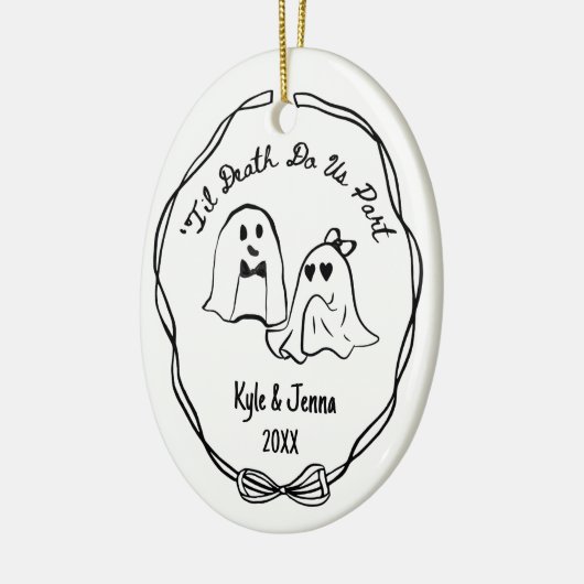 Custom First Christmas Married Spooky Ghost Doodle Keramisch Ornament (Links)