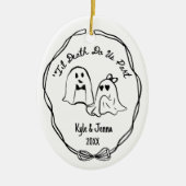Custom First Christmas Married Spooky Ghost Doodle Keramisch Ornament (Voorkant)