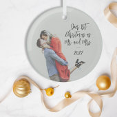 Custom First Christmas Mr en Mrs Photo Overlay Glas Ornament
