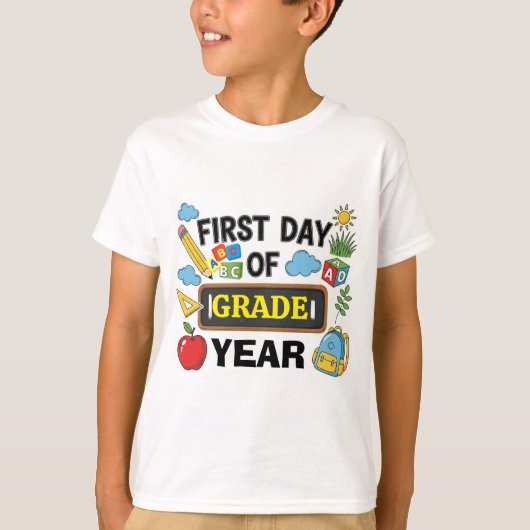 Custom First Day of School T-Shirt – Bewerkbaar Af (Voorkant)