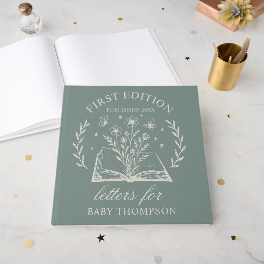 Custom First Edition Book Baby Shower Guest Book Gastenboek (Voorkant open)