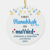 Custom FIRST GETROUWD HANUKKAH Keramisch Ornament (Voorkant)