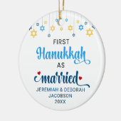 Custom FIRST GETROUWD HANUKKAH Keramisch Ornament (Links)