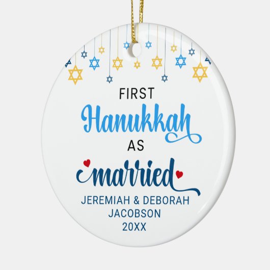 Custom FIRST GETROUWD HANUKKAH Keramisch Ornament (Links)
