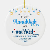 Custom FIRST GETROUWD HANUKKAH Keramisch Ornament (Achterkant)