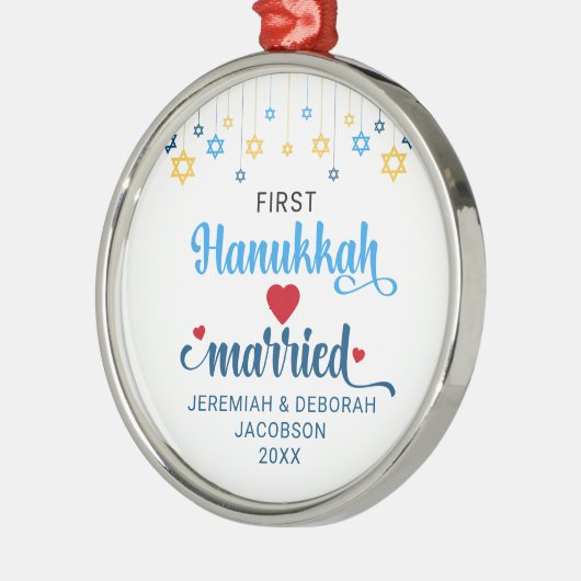 Custom FIRST GETROUWD HANUKKAH Metalen Ornament (Links)