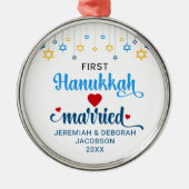 Custom FIRST GETROUWD HANUKKAH Metalen Ornament (Voorkant)