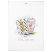 Custom First Grade Teacher White Notitieboek Schoo Klembord (Achterkant)