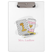 Custom First Grade Teacher White Notitieboek Schoo Klembord (Voorkant)