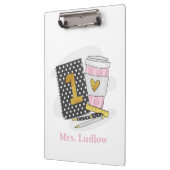 Custom First Grade Teacher Zwart Notitieboek Koffi Klembord (Links)