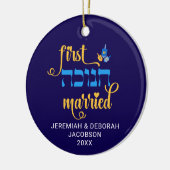 Custom FIRST HANUKKAH GETROUWD Hebreeuws Keramisch Ornament (Links)