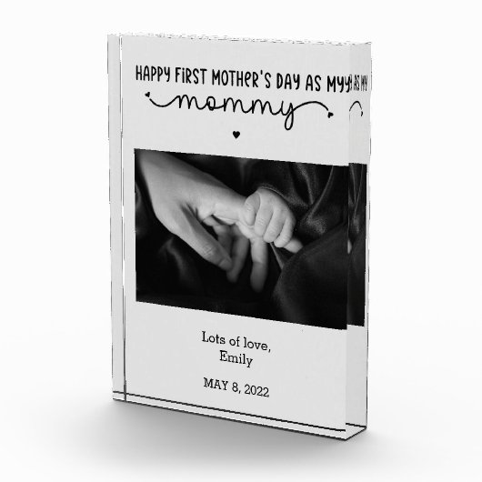 Custom First Moederdag Cute Minimalist Fotoblokken (Rechts)