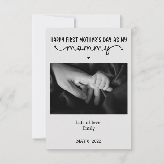 Custom First Moederdag Cute Minimalist Kaart (Voorkant)