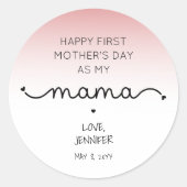 Custom First Moederdag New Mama giften Ronde Sticker (Voorkant)