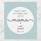 Custom First Moederdag New Mama Wijn Etiket (Enkel label)