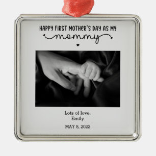 Custom First Moederdag Photo Cute Minimalist Metalen Ornament