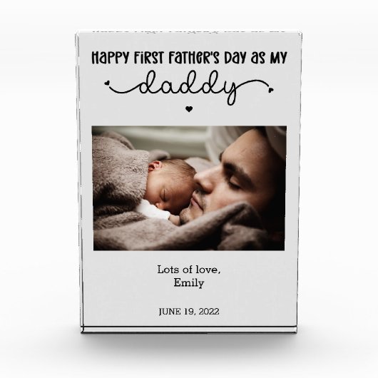 Custom First Vaderdag Cute Minimalist Fotoblokken (Voorkant)