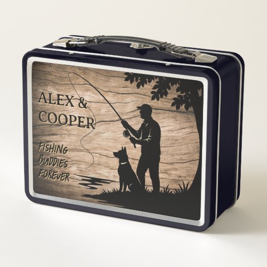 Custom Fisherman and Dog Fishing Box Gift for Dad (Achterkant)