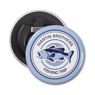 Custom Fisherman Blue Bass Fish Button Flesopener