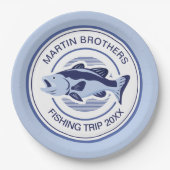 Custom Fisherman Party Blue Bass Fish Papieren Bordje (Voorkant)