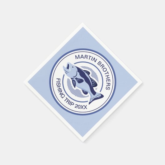 Custom Fisherman Party Blue Bass Fish Servet (Hoek)